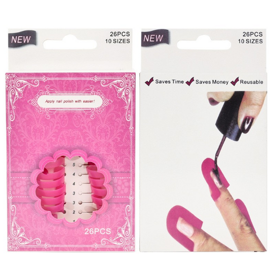 Set 26 buc Sabloane Reutilizabile pentru Oja, Flippy, pentru Manichiura Ingrijita, fara Depasire Margini, Protectie Cuticula, 10 Marimi, din Plastic, Roz