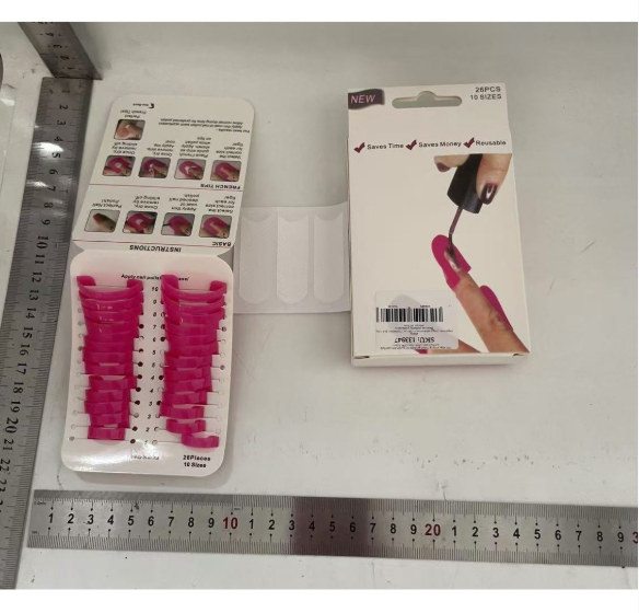 Set 26 buc Sabloane Reutilizabile pentru Oja, Flippy, pentru Manichiura Ingrijita, fara Depasire Margini, Protectie Cuticula, 10 Marimi, din Plastic, Roz